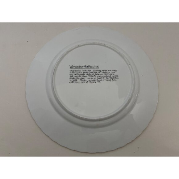 Decorative Plate  Worcester Cathedral Black Rim Gold Filigree 8” England - Picture 4 of 7